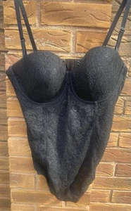 NEW Without Tags Black Lace Body With Thong Back Padded Moulded Cups 40D - Picture 1 of 5