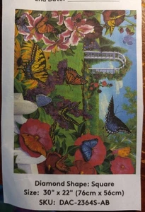 Diamond Art Club BUTTERFLIES IN THE GARDEN Artist Joelie McIntyre 30" x 22" - Picture 1 of 3