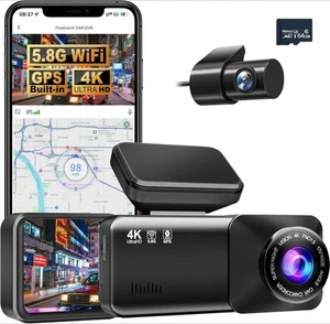 Dashcam Pro 4k mit Front und Rückkamera, 5.8GHz WiFi, kostenlose 64GB Karte - Picture 1 of 9