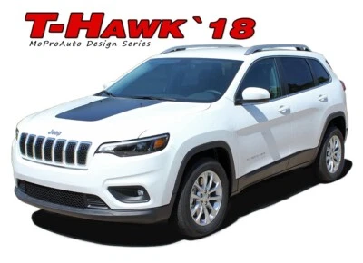 For Jeep Cherokee Trailhawk Hood Decal 3M Vinyl Graphics Stripes 2017 2018 2019 - Image 1 of 4