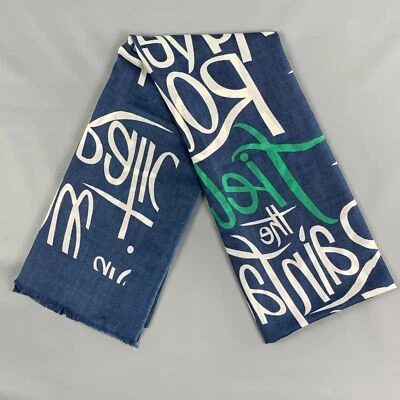 Bufanda de cachemir Burberry Prorsum Primavera 2015 Talla Única Azul y Blanco Escritura  Foto 1 de 4