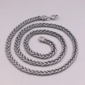 Real Pure S925 Sterling Silver Chain 6mm Braided Wheat Link Necklace 18-26inch - Picture 1 of 13
