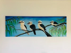 Art Original Oil painting Kookaburras lovely wild nature. by Sunlover - Picture 1 of 3