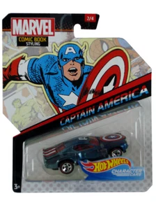 Hot Wheels Captain America 1/64 Scale Character Car Comic Book Style Marvel 2/4 - Picture 1 of 2