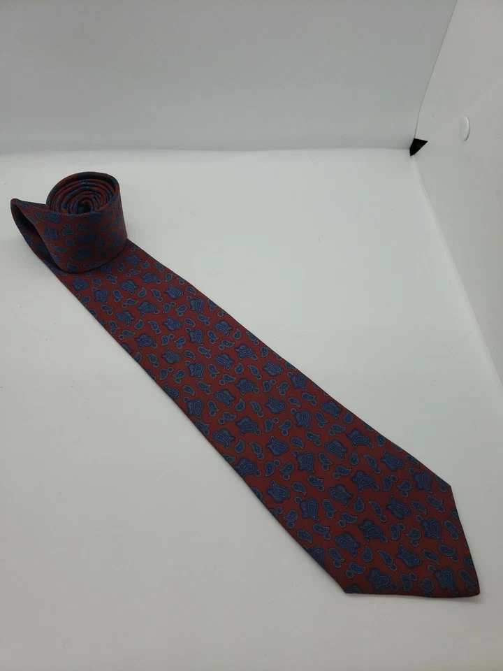 Corbata para hombre Oleg Cassini azul granate cachemira 100 % seda Foto 1 de 4