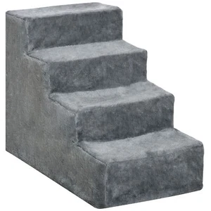Portable Dog Stairs with Washable Plush Cover, for High Bed Sofa - Light Grey - Picture 1 of 9