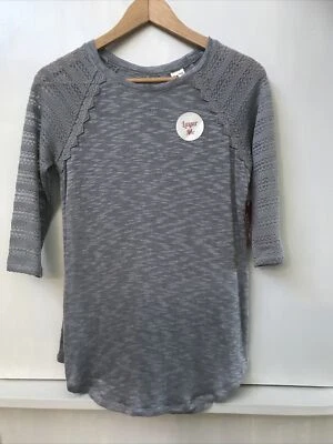 ARIZONA JEAN CO. Girls Gray 1/2 Length Lace Sleeve Top Size XL 16 NWT - Image 1 of 4