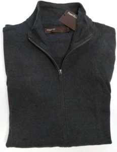 PERRY ELLIS Sweater Jacket Charcoal Black Heather Gray Full Zip Cotton Mens NEW - Picture 1 of 6