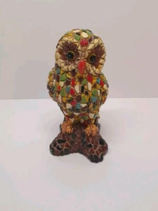 Vintage Handmade Multicolored Owl Mosaic Figurine Ornament ~ 13 cm Tall - Picture 1 of 7