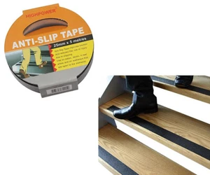 NASTRO ADESIVO ANTISCIVOLO PER SCALE LEGNO PAVIMENTO INTERNO ESTERNI 5MT 25mm - Foto 1 di 1