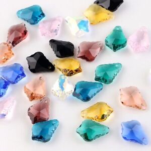 Lampwork Glass Leaf Beads 11x16mm Crystal Pendant Jewelry Making Accessories 30p