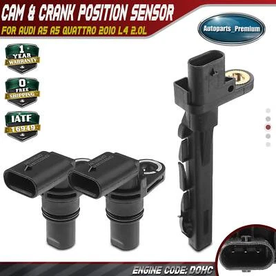 2x Árbol de levas y 1x Sensor de posición del cigüeñal para Audi A5 A5 Quattro 2010 L4 2,0 L Foto 1 de 4
