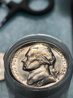1966 BU roll of Jefferson nickels ! Nice Old Roll !!! WOW ! No mint sets year !! - Image 1 of 2