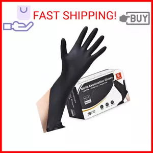 Schneider Nitrile Exam Gloves, Black, Medium, 50-ct Box, 4-mil, Latex-Free, Powd - Picture 1 of 2