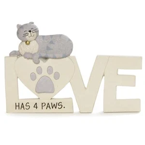 Love Has 4 Paws With Cat - Cat Figurine - Picture 1 of 1