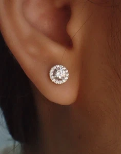 Silver Victorian Stud Earrings 925 Silver Moissanite Studs Birthday Gift For Her - Picture 1 of 5