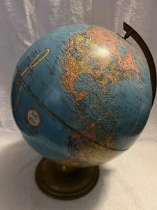 Vintage Cram's 16” Imperial World Raised Relief GLOBE With Metal Stand - Picture 1 of 3