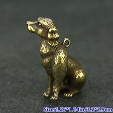1PC Messing Mini Hund Anhänger Statue Miniatur Figur Schlüssel Kette Skulptur S