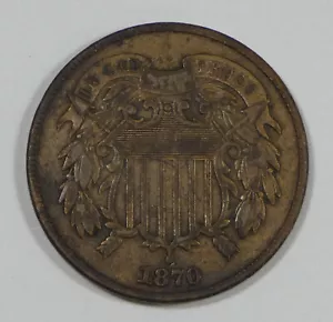 1870 Two-Cent Piece VERY FINE 2-Cents - Picture 1 of 4