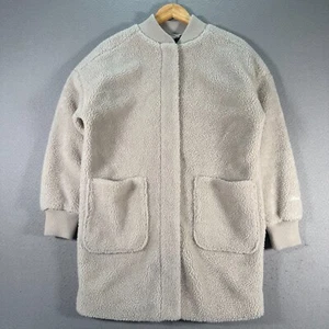 Eddie Bauer Quest Parka Jacket Womens Small Beige Fluffy Sherpa Long Outerwear - Picture 1 of 13