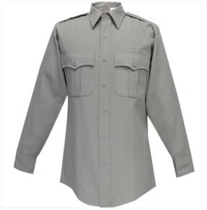 NEW FLYING CROSS 45W66 MENS 18X32/33 TROPICAL POLY/RAYON LONG SLEEVE SILVER GRAY - Picture 1 of 4