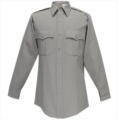 NEW FLYING CROSS 45W66 MENS 18X32/33 TROPICAL POLY/RAYON LONG SLEEVE SILVER GRAY - Image 1 of 4