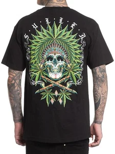 Sullen Men's Chiefin Short Sleeve Standard T-shirt Headdress Skeleton Tattoo Tee - Picture 1 of 5