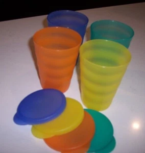 Tupperware 11 oz Impressions Tumblers set of 4 w/lids - Picture 1 of 3