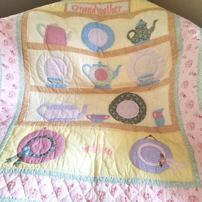 Lap Blanket Handmade Gift  For Grandmother 48" x 60" Tea Pots & Bonnets - Image 1 of 4