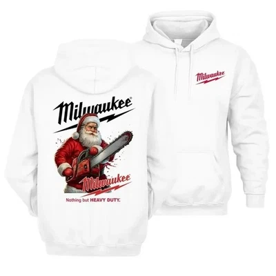 Divertida Sudadera con Capucha Milwaukee Santa Motosierra, Clásica Herramienta Eléctrica de Navidad Gráfico Foto 1 de 4