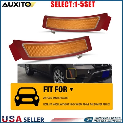 Reflector de marcador lateral de parachoques delantero ámbar para BMW X5 E70 xDrive35i 2011-13 2-10X Foto 1 de 4