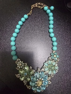 Heidi Daus славный сад цветочный заявление ожерелье кристалл бирюзовый синий - Изображение 1 из 4