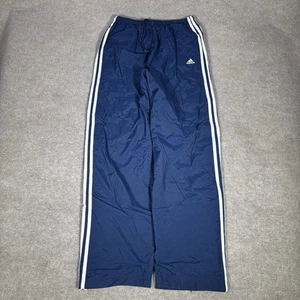 Vintage Adidas Track Pants Mens M Blue Striped Windbreaker Fleece Lined Logo 90s - Picture 1 of 11