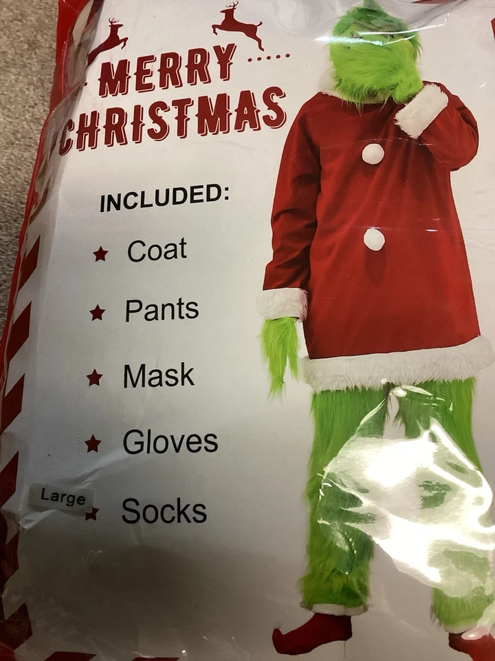 Disfraz de El Grinch Cosplay Adulto Navidad Papá Noel Talla Grande Nuevo con Etiquetas Foto 1 de 4