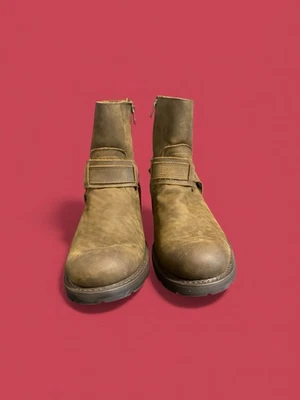 Harley Davidson Hombre Talla 9.5 Marrón Cuero Envejecido Hebilla Bota Foto 1 de 4