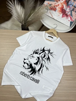 Camiseta Roberto Cavalli Hombre Gráfico León Blanca XXL Foto 1 de 4