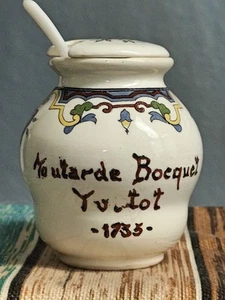 French Country Collectible Jar With Top Dijon Mustard Pot Floral Pattern Vintage - Picture 1 of 8