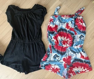 Girls Shorts Rompers Summer Size 10 Pockets Tie Dye Lot Of 2 - Picture 1 of 3