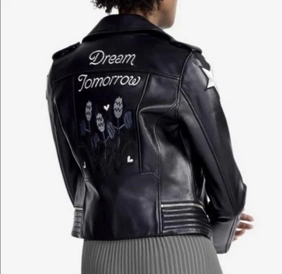 Chaqueta de cuero bordada Maje Dream Tomorrow EU 38, US4 manga defecto $575 Foto 1 de 4