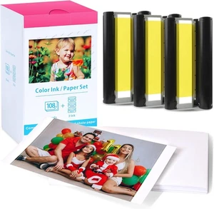 Canon Selphy CP1500 CP1300 CP1200 4x6 108 Blatt Color Ink Paper Set KP-108IN Lot - Bild 1 von 28