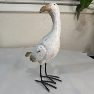Seagull Statue White 10" Bird Nautical Themed Home Decor Rustic Hand Painted - Picture 1 of 16