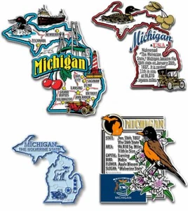 Michigan Four-Piece State Magnet Set by Classic Magnets, Includes 4 Designs - Picture 1 of 3