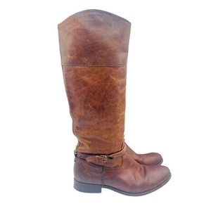Frye Damenreitstiefel 7 cognacbraun Leder Melissa Naht hoch 398 $ - Bild 1 von 8