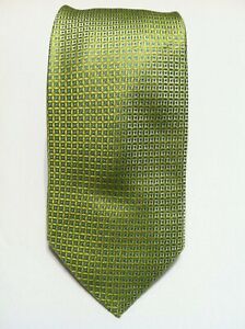 Tallia Mens Silk Necktie Pastel Green Paisley Weave Woven Tie Made in Italy