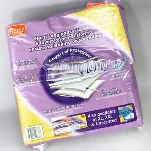 Open Pack of 43 HARTZ DOG PEE PADS Odor Eliminating Lavender Scent - Reg 21x21" - Picture 1 of 2