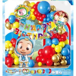 Conjunto de decoración de globos de fiesta de cumpleaños para niños Cocomelon arreglo de telón de fondo - Imagen 1 de 1