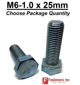 M6-1.0 x 25mm Metric Hex Cap Screws Bolts Zinc Grade 10.9 (Choose Pkg Qty's) - Picture 1 of 2