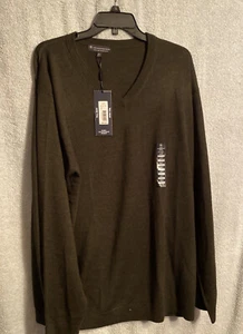 Hart Schaffner Marx Mens 100% Merino Wool V Neck Sweater - Olive/Hth 2XT $99.50 - Picture 1 of 5