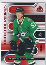 2022-23 UD SP GAME USED AUTHENTIC ROOKIES RED #191 STARS FREDRIK KARLSTROM /225