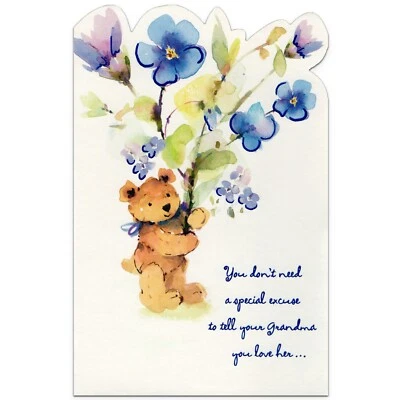 Linda tarjeta de FELIZ CUMPLEAÑOS PARA ABUELA, oso de peluche — saludos americanos + sobre Foto 1 de 4